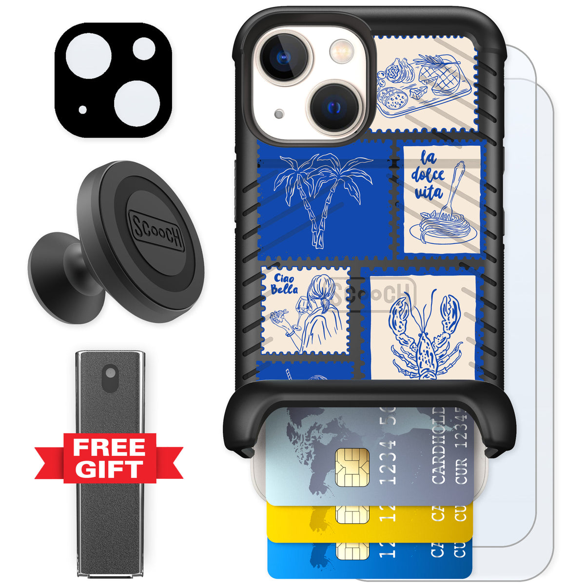 Scooch Wingmate Euro Summer for iPhone 13 mini — Defender Bundle