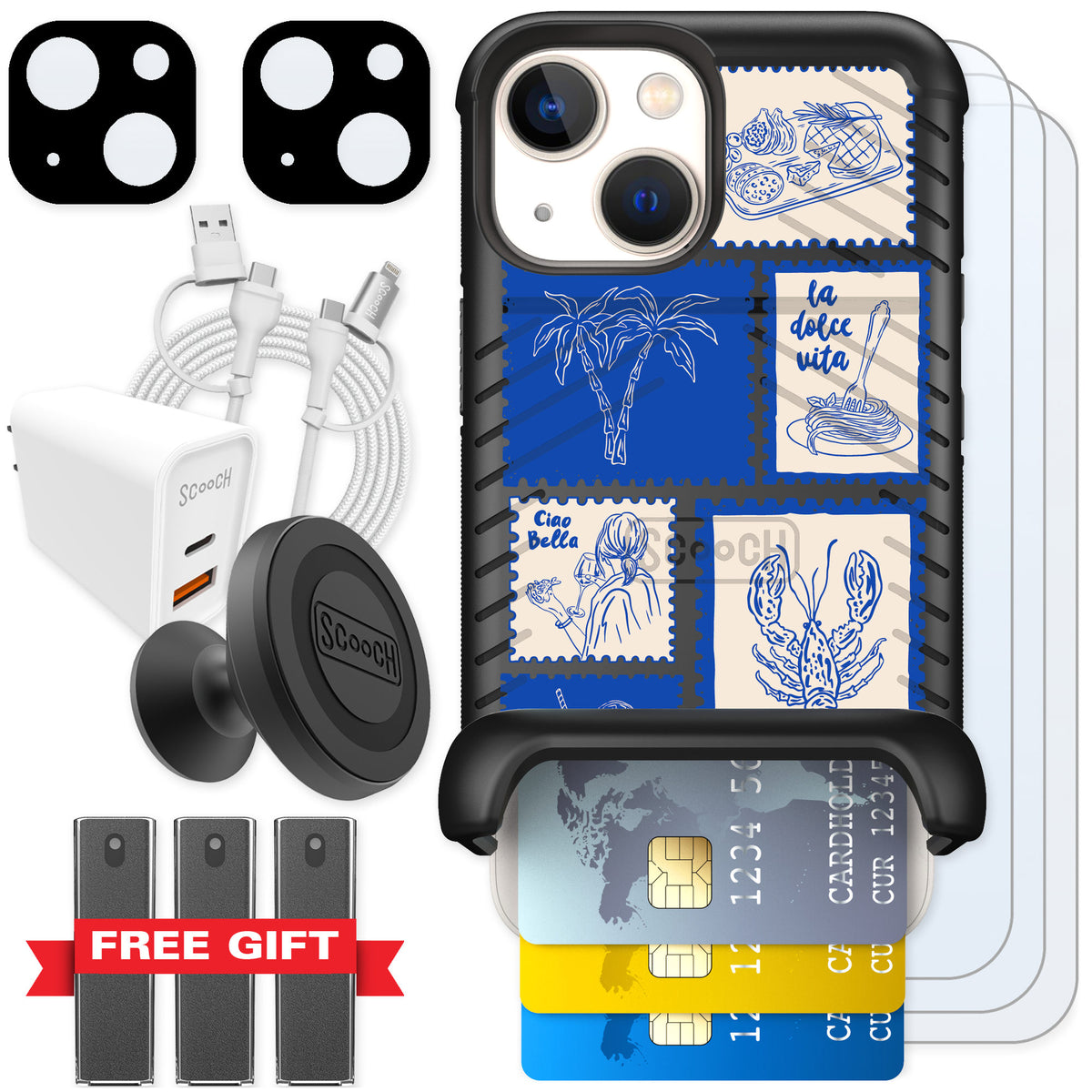 Scooch Wingmate Euro Summer for iPhone 13 mini — Ultimate Bundle