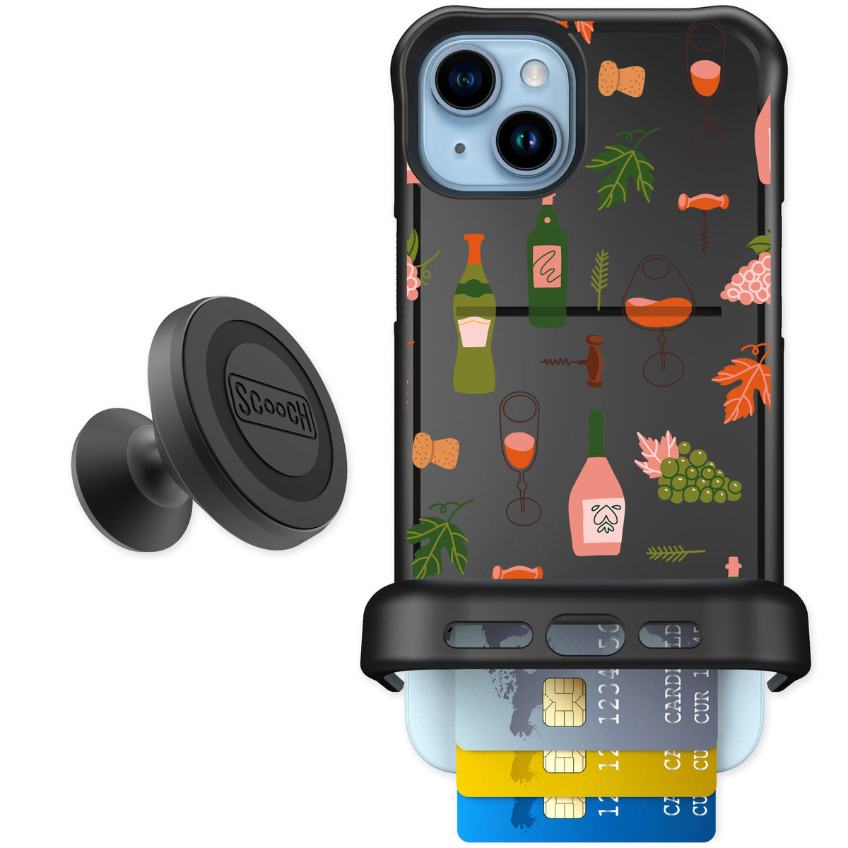 Scooch Wingmate Vino Vibes for iPhone 15 Plus — Starter Bundle