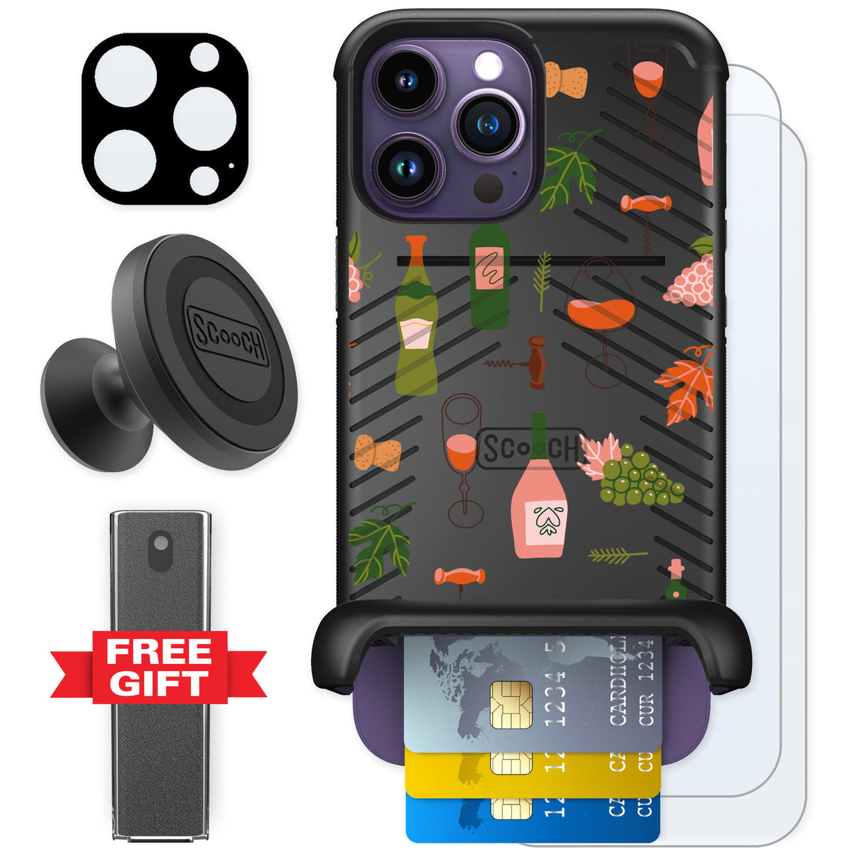 Scooch Wingmate Vino Vibes for iPhone 14 Pro Max — Defender Bundle