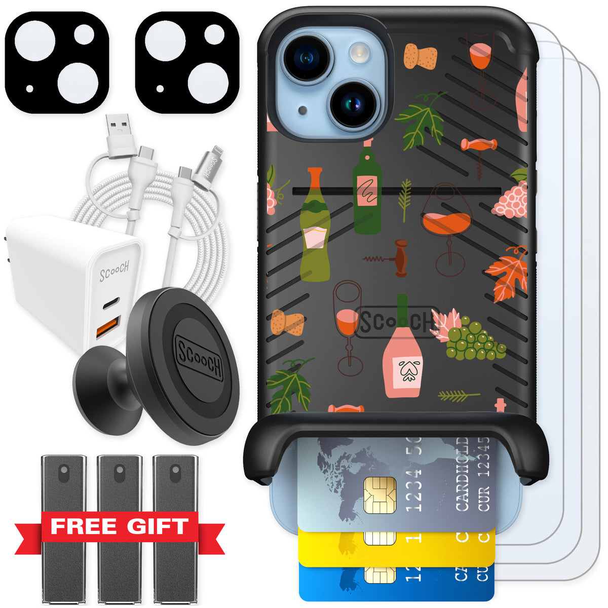 Scooch Wingmate Vino Vibes for iPhone 14 — Ultimate Bundle