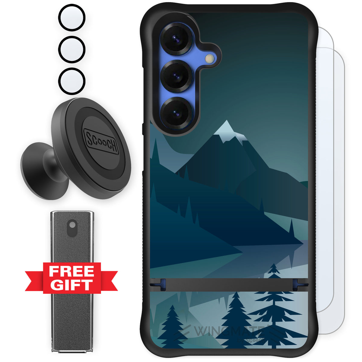Scooch Wingmate Midnight Ridge for Galaxy S25 — Defender Bundle