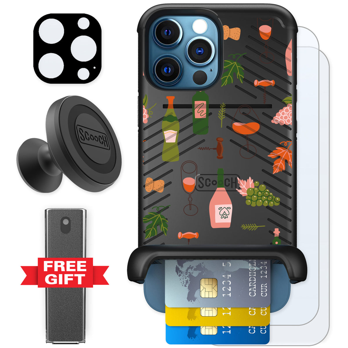 Scooch Wingmate Vino Vibes for iPhone 12 Pro — Defender Bundle
