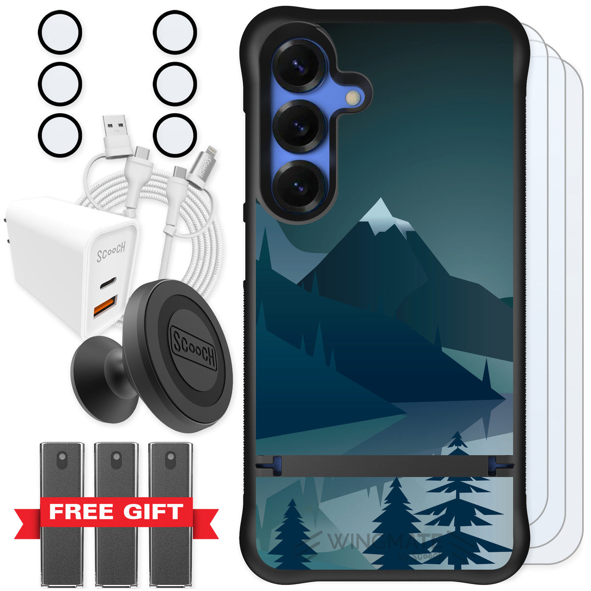 Scooch Wingmate Midnight Ridge for Galaxy S25 — Ultimate Bundle