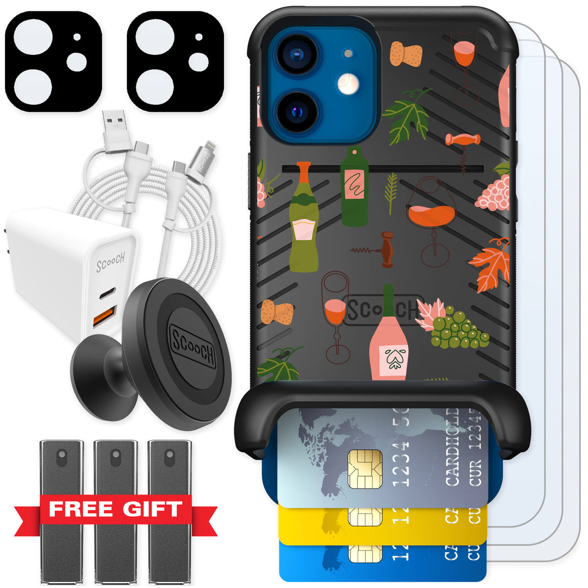 Scooch Wingmate Vino Vibes for iPhone 12 mini — Ultimate Bundle