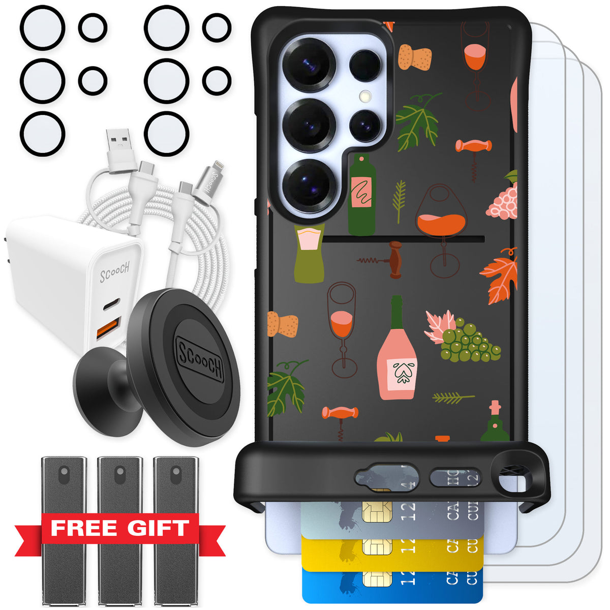 Scooch Wingmate Vino Vibes for Galaxy S25 Ultra — Ultimate Bundle