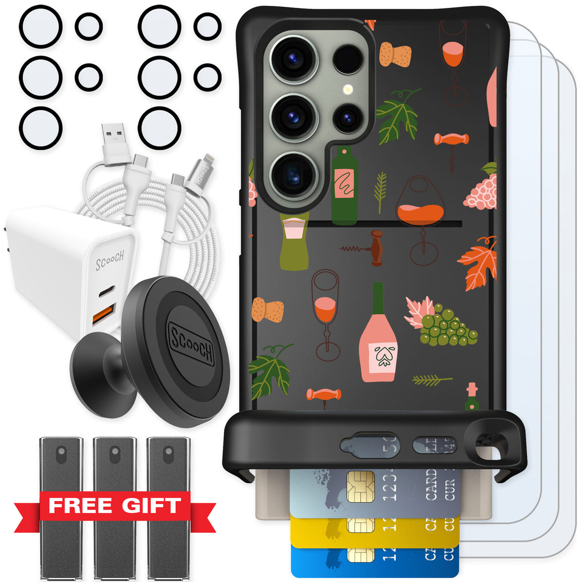 Scooch Wingmate Vino Vibes for Galaxy S24 Ultra — Ultimate Bundle
