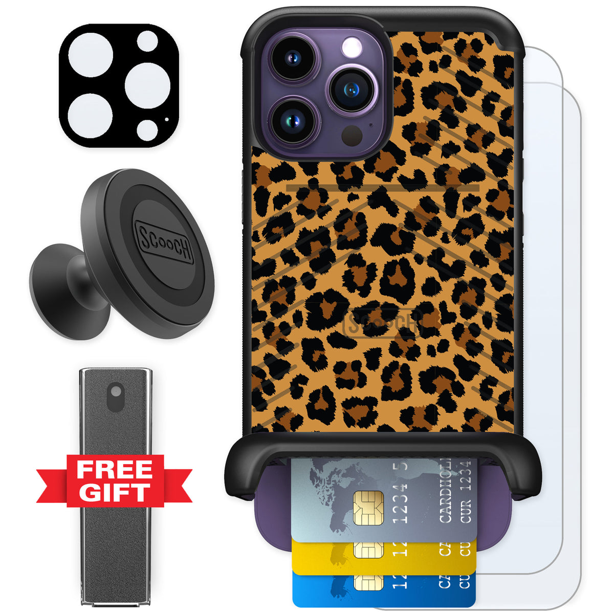 Scooch Wingmate Fierce Feline for iPhone 14 Pro Max — Defender Bundle