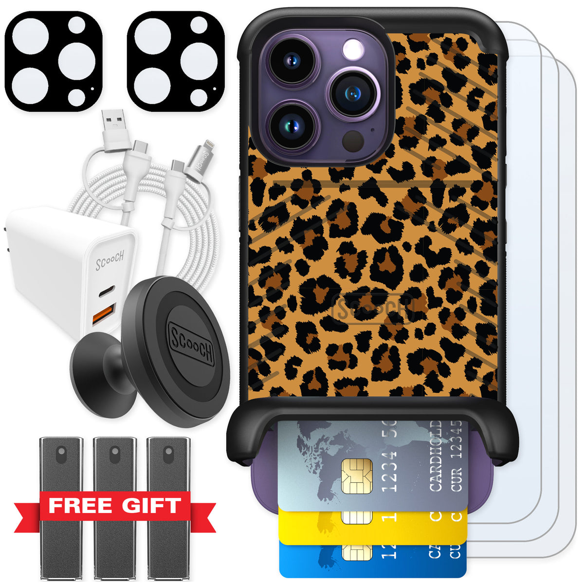 Scooch Wingmate Fierce Feline for iPhone 14 Pro — Ultimate Bundle