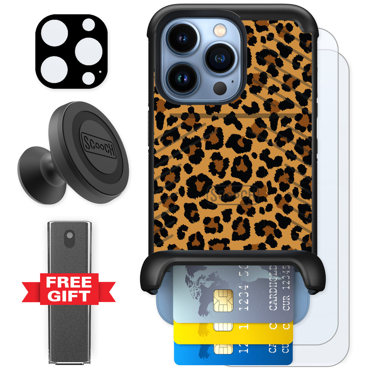 Scooch Wingmate Fierce Feline for iPhone 13 Pro — Defender Bundle
