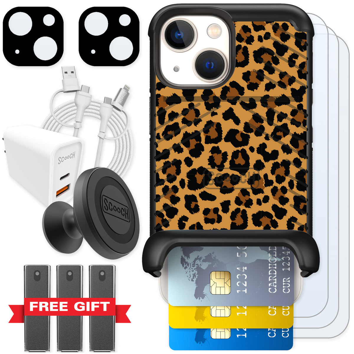 Scooch Wingmate Fierce Feline for iPhone 13 mini — Ultimate Bundle