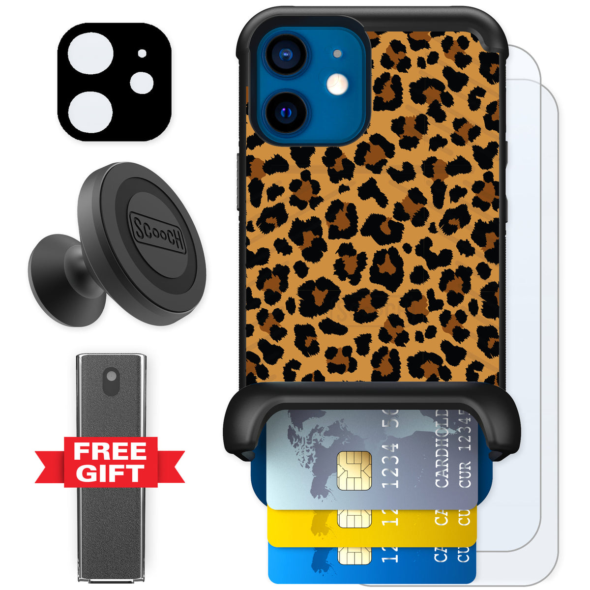 Scooch Wingmate Fierce Feline for iPhone 12 mini — Defender Bundle