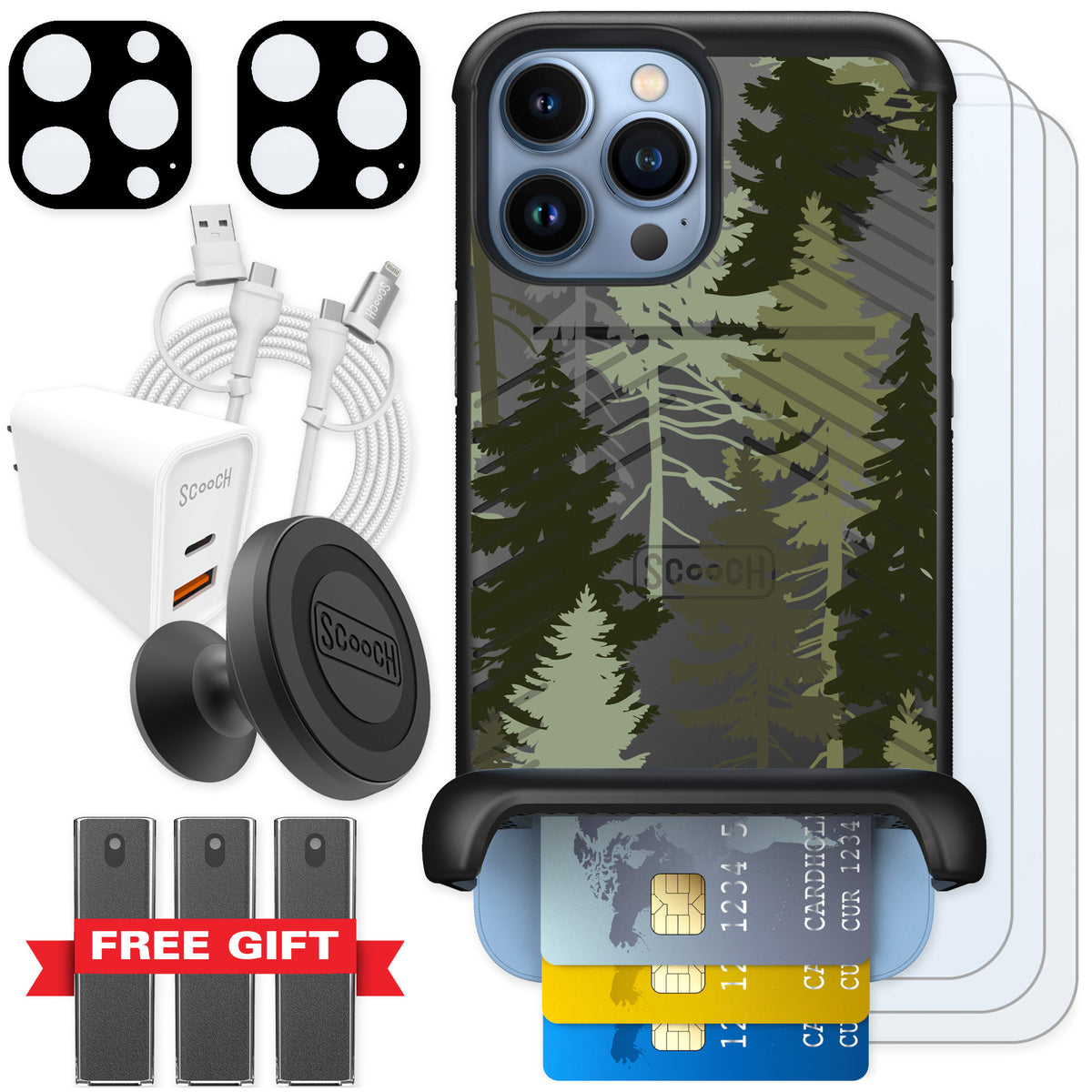 Scooch Wingmate Hidden Pines for iPhone 13 Pro Max — Ultimate Bundle