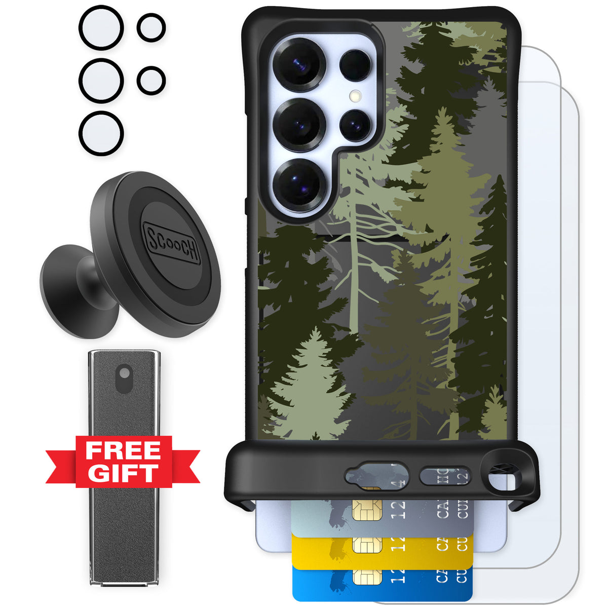 Scooch Wingmate Hidden Pines for Galaxy S25 Ultra — Defender Bundle