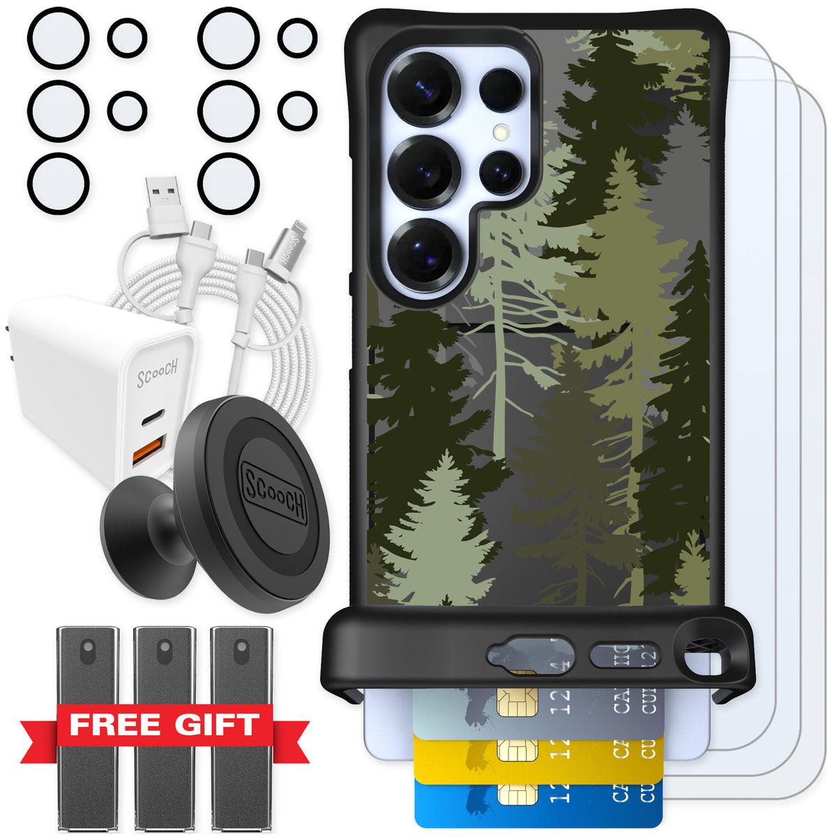 Scooch Wingmate Hidden Pines for Galaxy S25 Ultra — Ultimate Bundle
