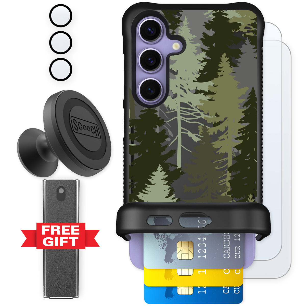 Scooch Wingmate Hidden Pines for Galaxy S24 — Defender Bundle