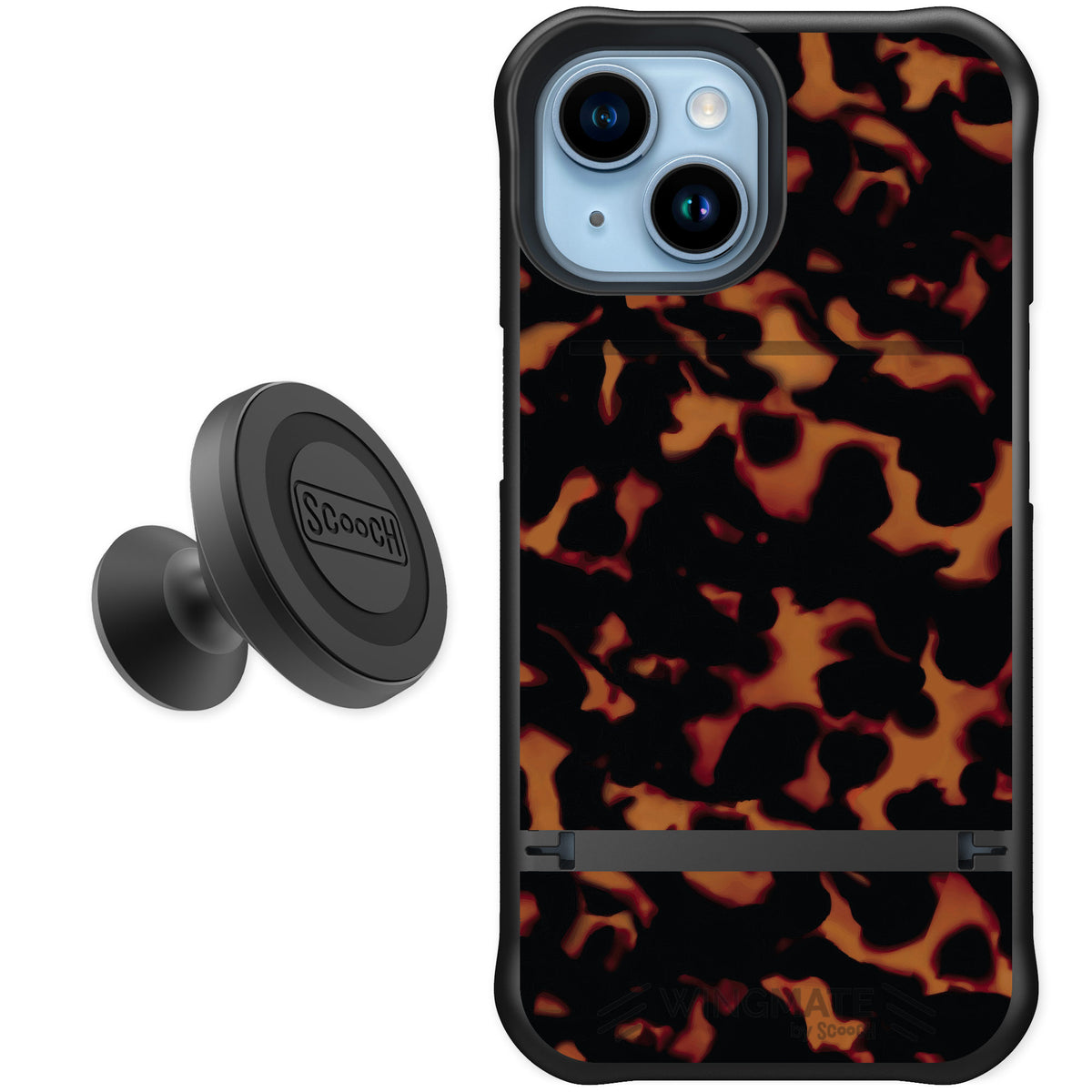 Scooch Wingmate Tortoise Shell for iPhone 15 — Starter Bundle