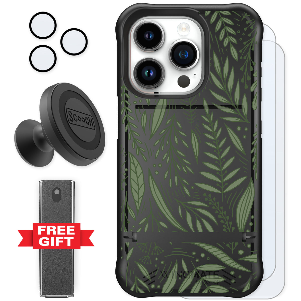 Scooch Wingmate Willow Garden for iPhone 15 Pro — Defender Bundle
