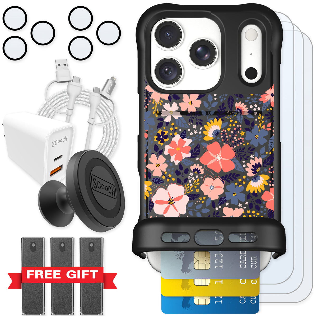 Scooch Wingmate Wildflowers for iPhone 18 Pro — Ultimate Bundle