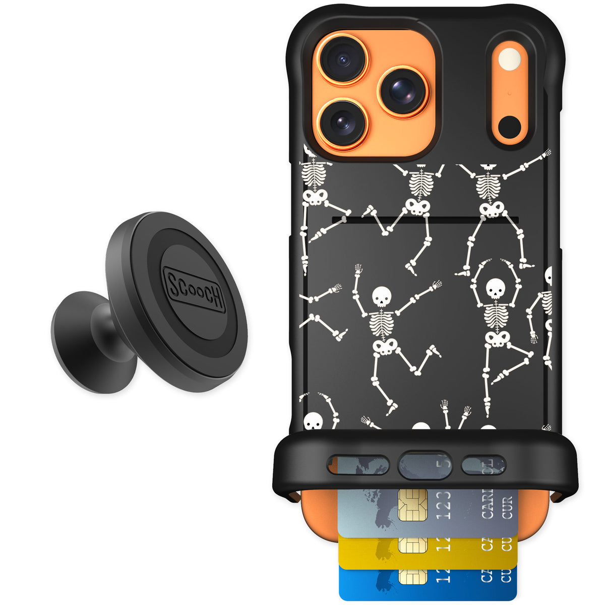 Scooch Wingmate Swinging Skeletons for iPhone 17 Pro Max — Starter Bundle