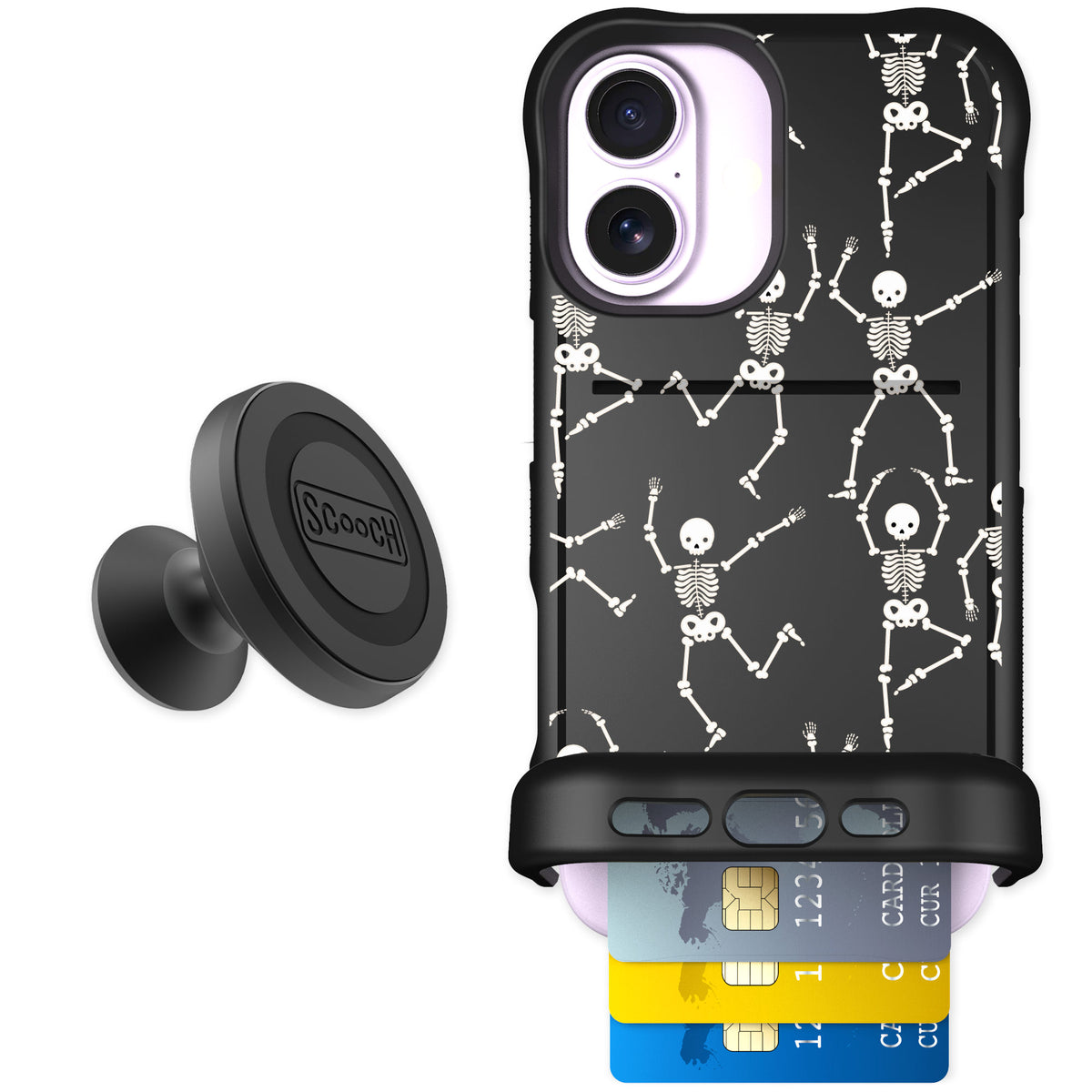 Scooch Wingmate Swinging Skeletons for iPhone 17 — Starter Bundle