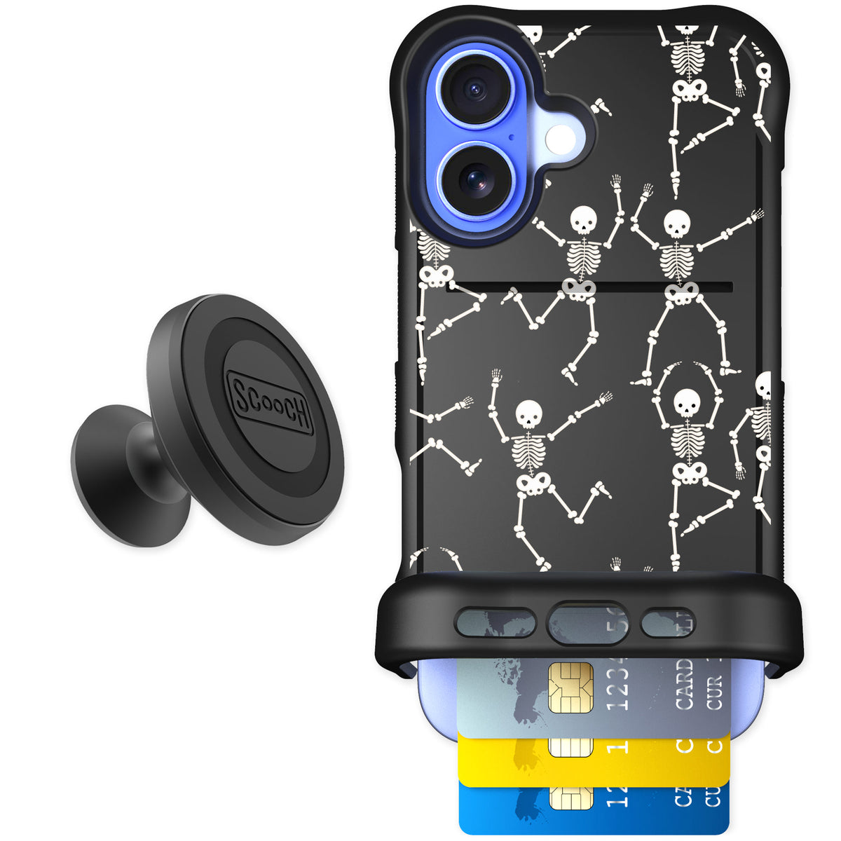 Scooch Wingmate Swinging Skeletons for iPhone 16 — Starter Bundle