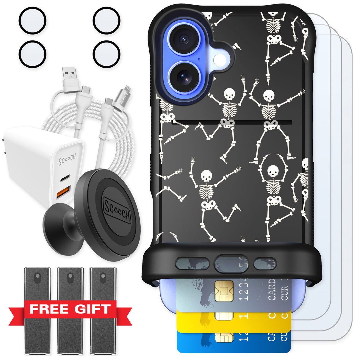 Scooch Wingmate Swinging Skeletons for iPhone 16 — Ultimate Bundle