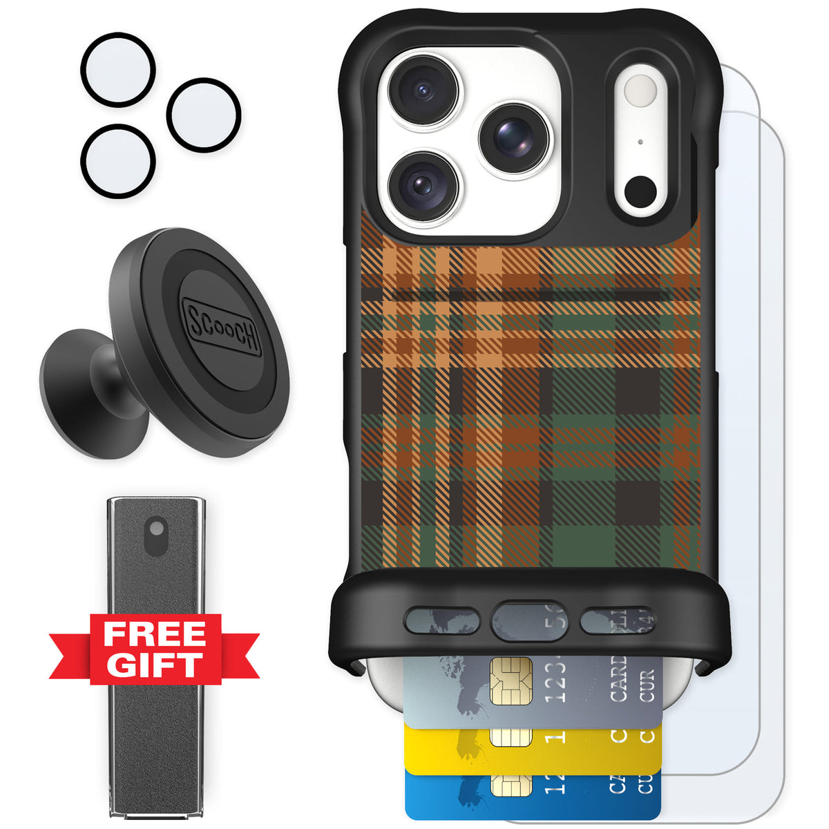 Scooch Wingmate Fall Flannel for iPhone 18 Pro — Defender Bundle