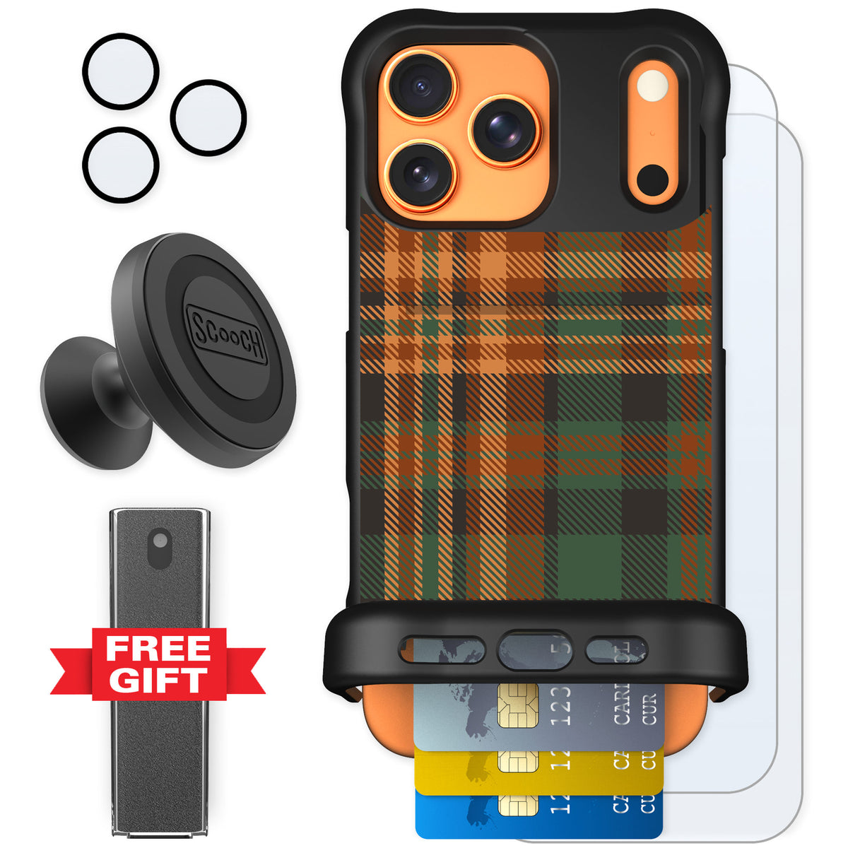 Scooch Wingmate Fall Flannel for iPhone 17 Pro Max — Defender Bundle