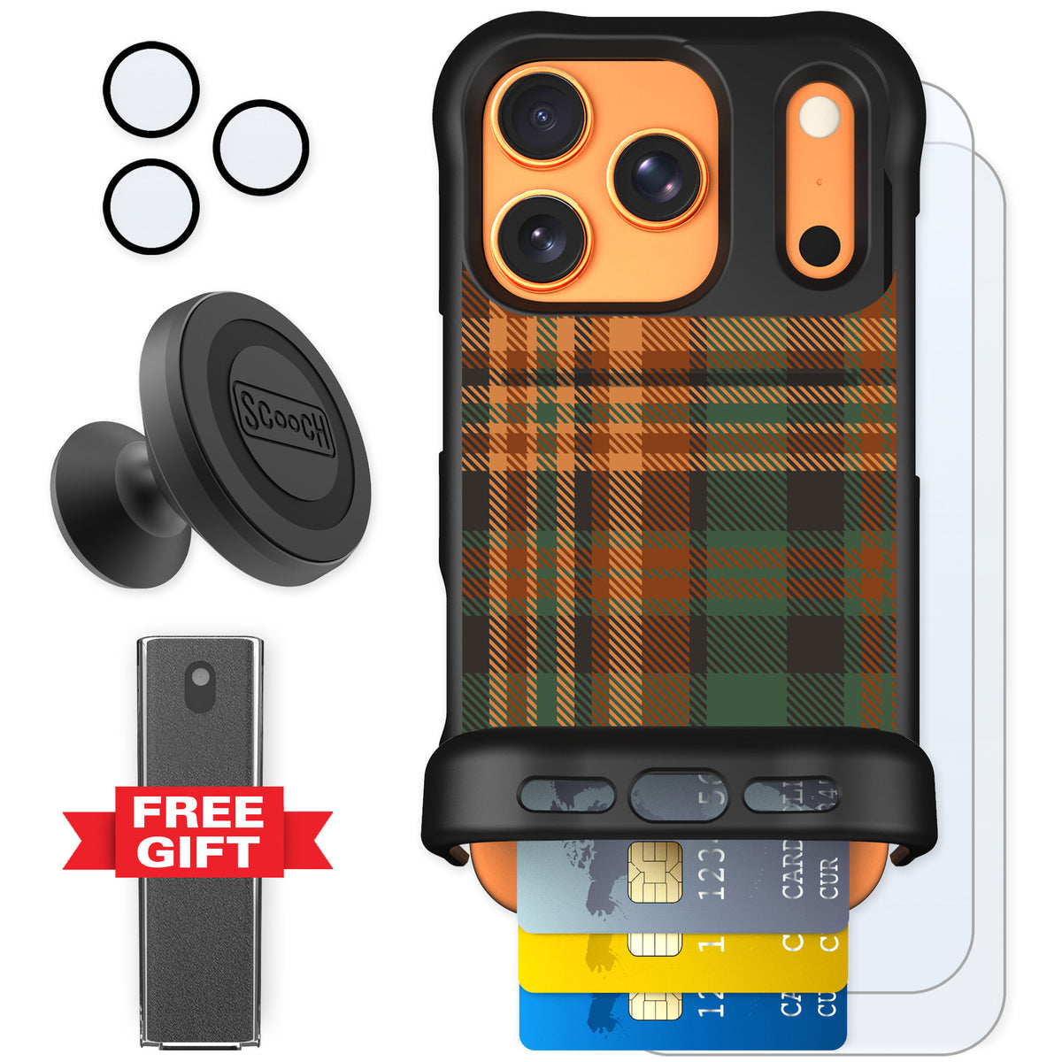 Scooch Wingmate Fall Flannel for iPhone 17 Pro — Defender Bundle