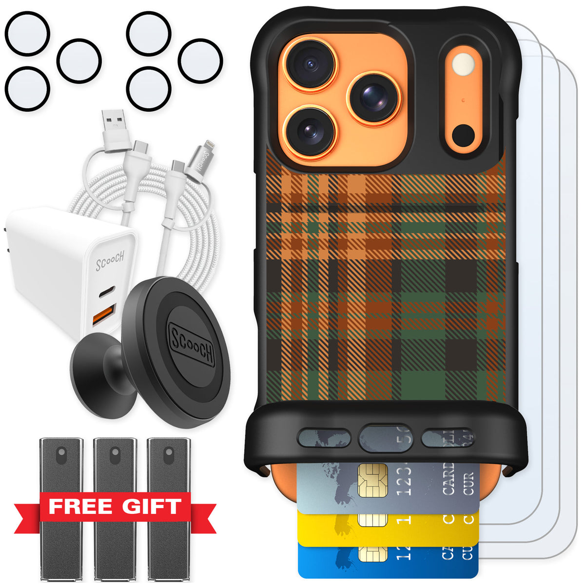 Scooch Wingmate Fall Flannel for iPhone 17 Pro — Ultimate Bundle