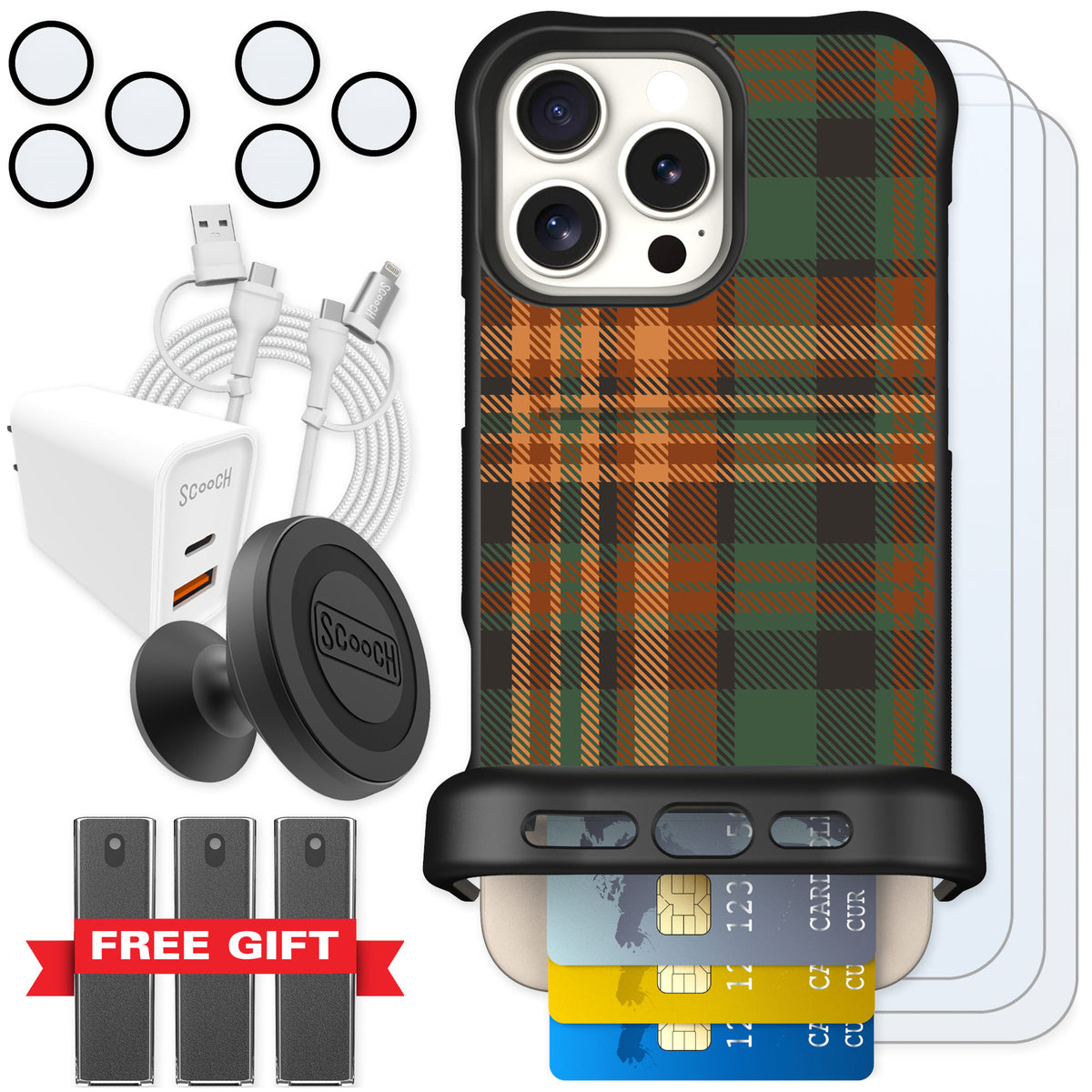 Scooch Wingmate Fall Flannel for iPhone 16 Pro Max — Ultimate Bundle