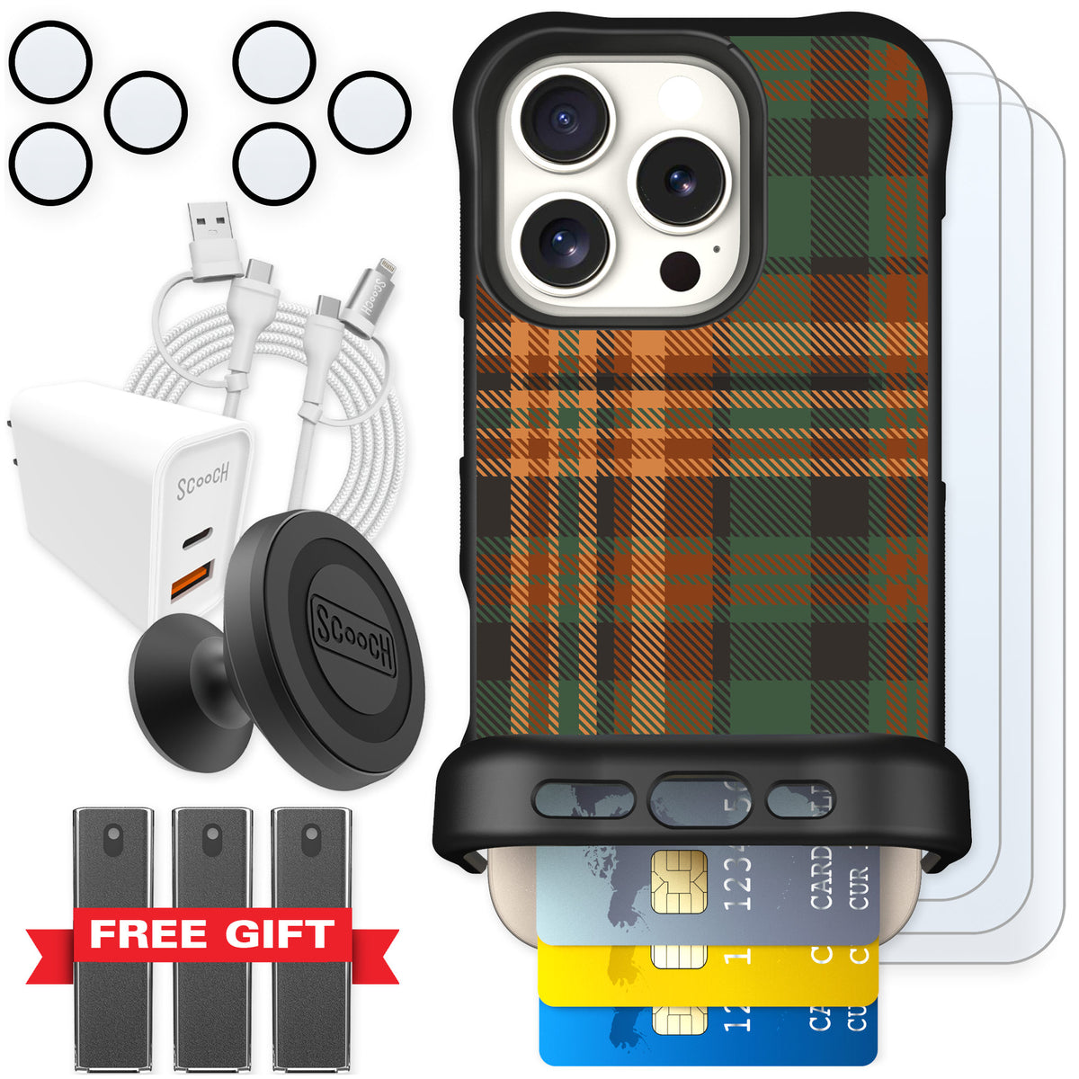 Scooch Wingmate Fall Flannel for iPhone 16 Pro — Ultimate Bundle