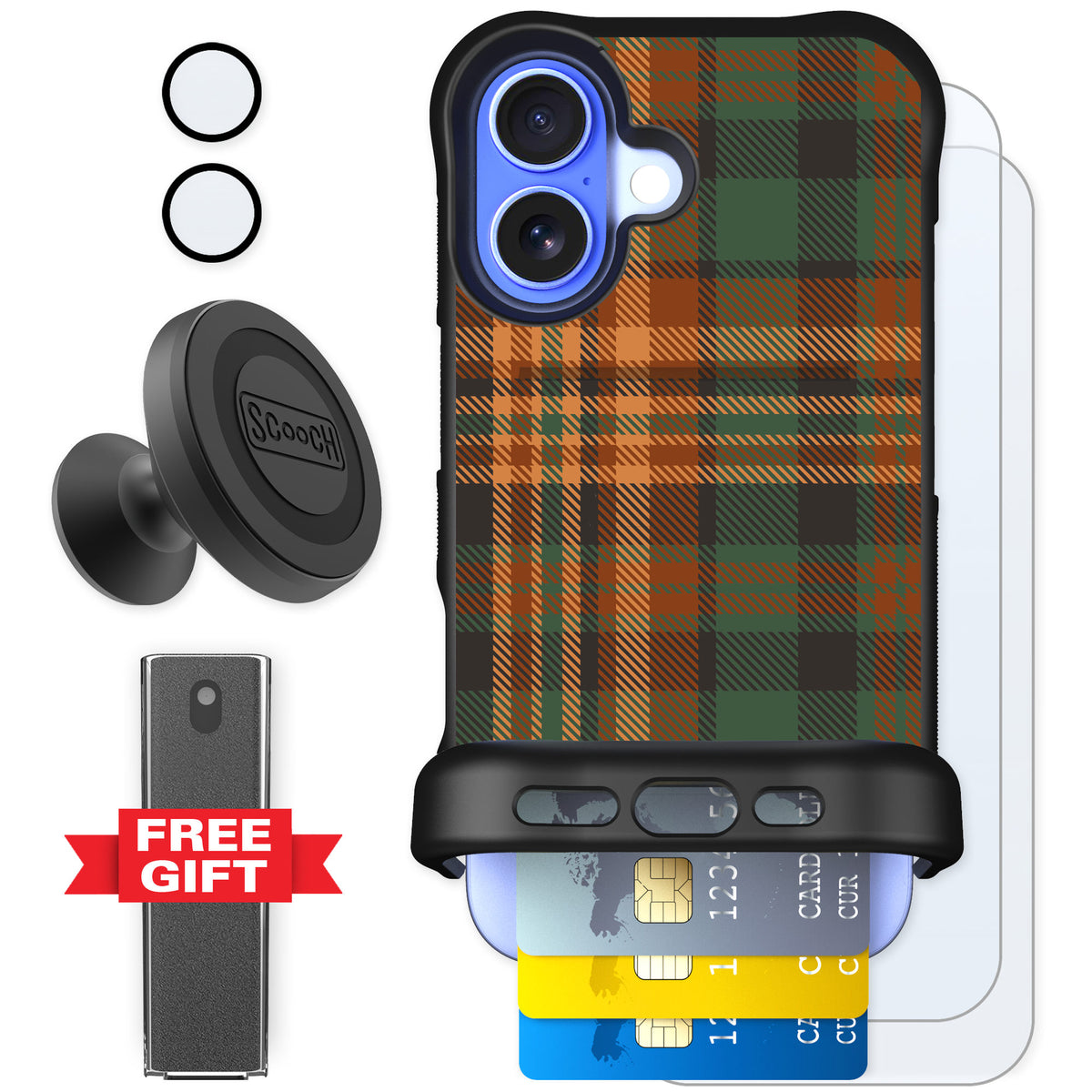 Scooch Wingmate Fall Flannel for iPhone 16 — Defender Bundle
