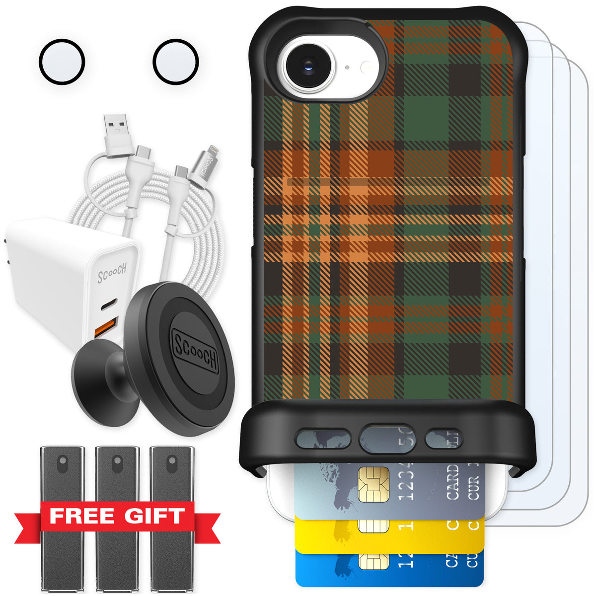 Scooch Wingmate Fall Flannel for iPhone 16e — Ultimate Bundle