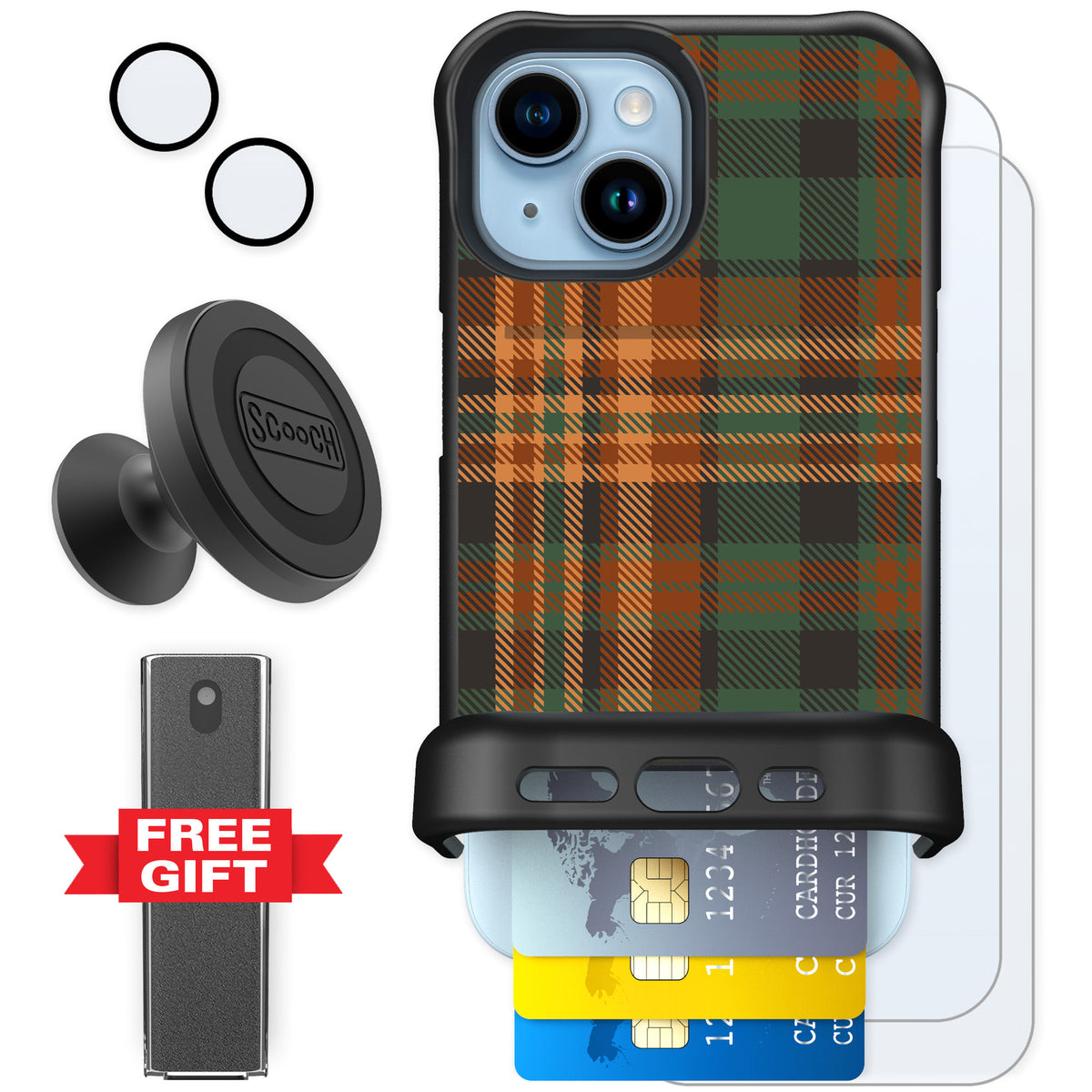Scooch Wingmate Fall Flannel for iPhone 15 — Defender Bundle