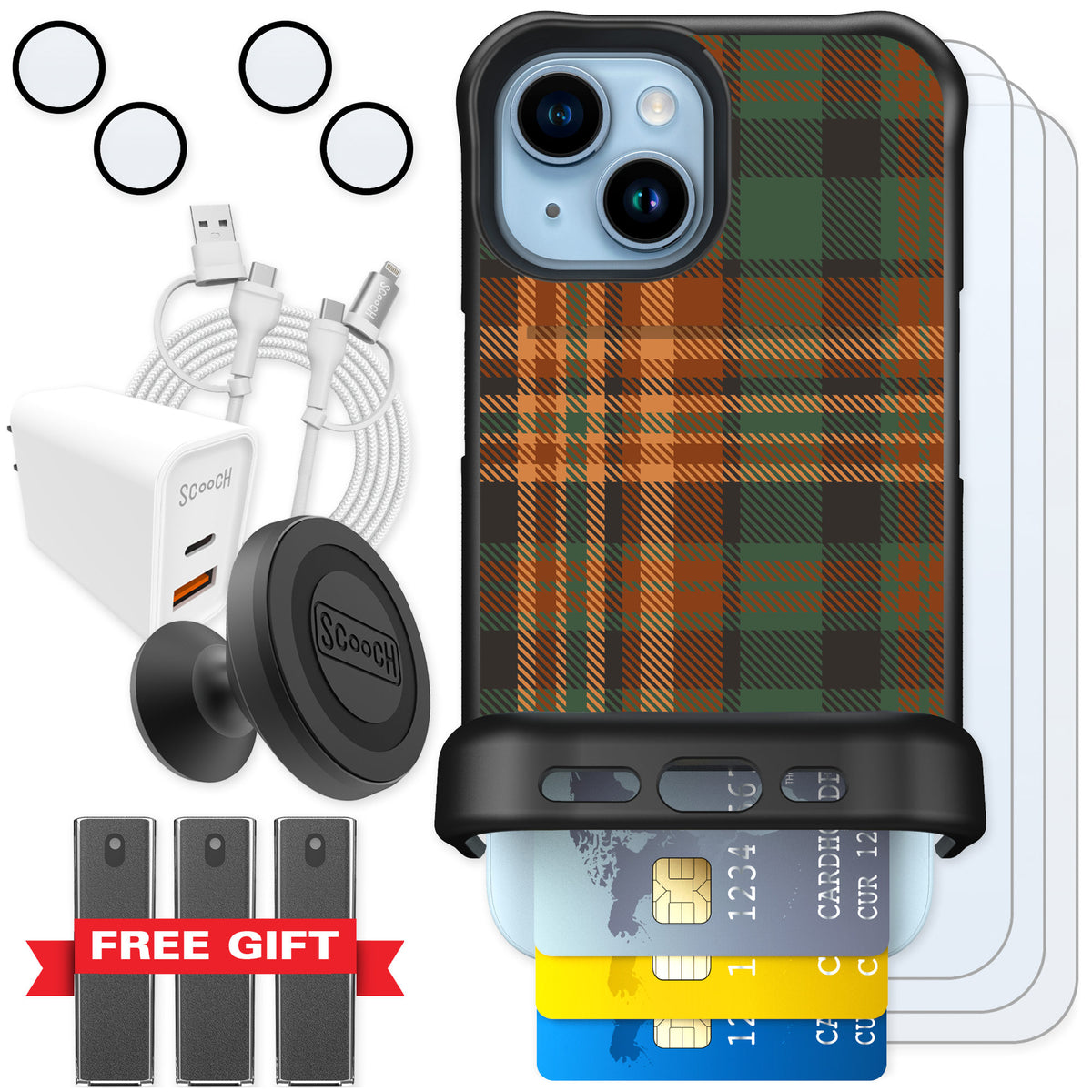 Scooch Wingmate Fall Flannel for iPhone 15 — Ultimate Bundle