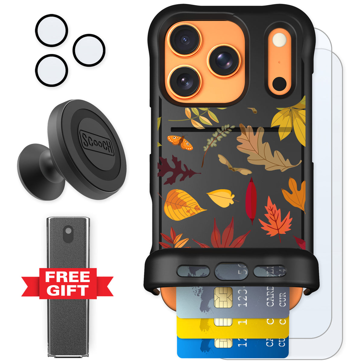 Scooch Wingmate Autumn Leaves for iPhone 17 Pro — Defender Bundle