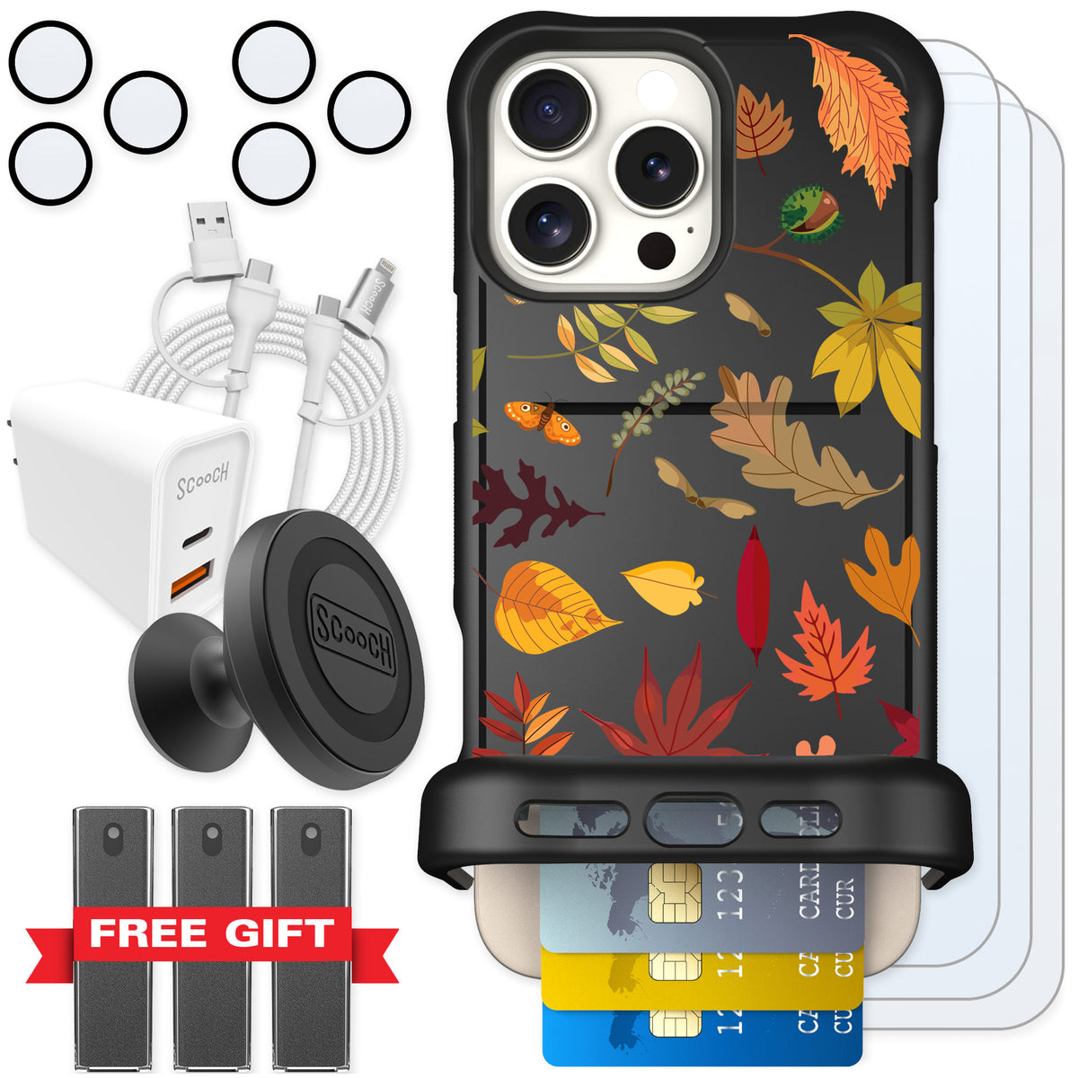 Scooch Wingmate Autumn Leaves for iPhone 16 Pro Max — Ultimate Bundle