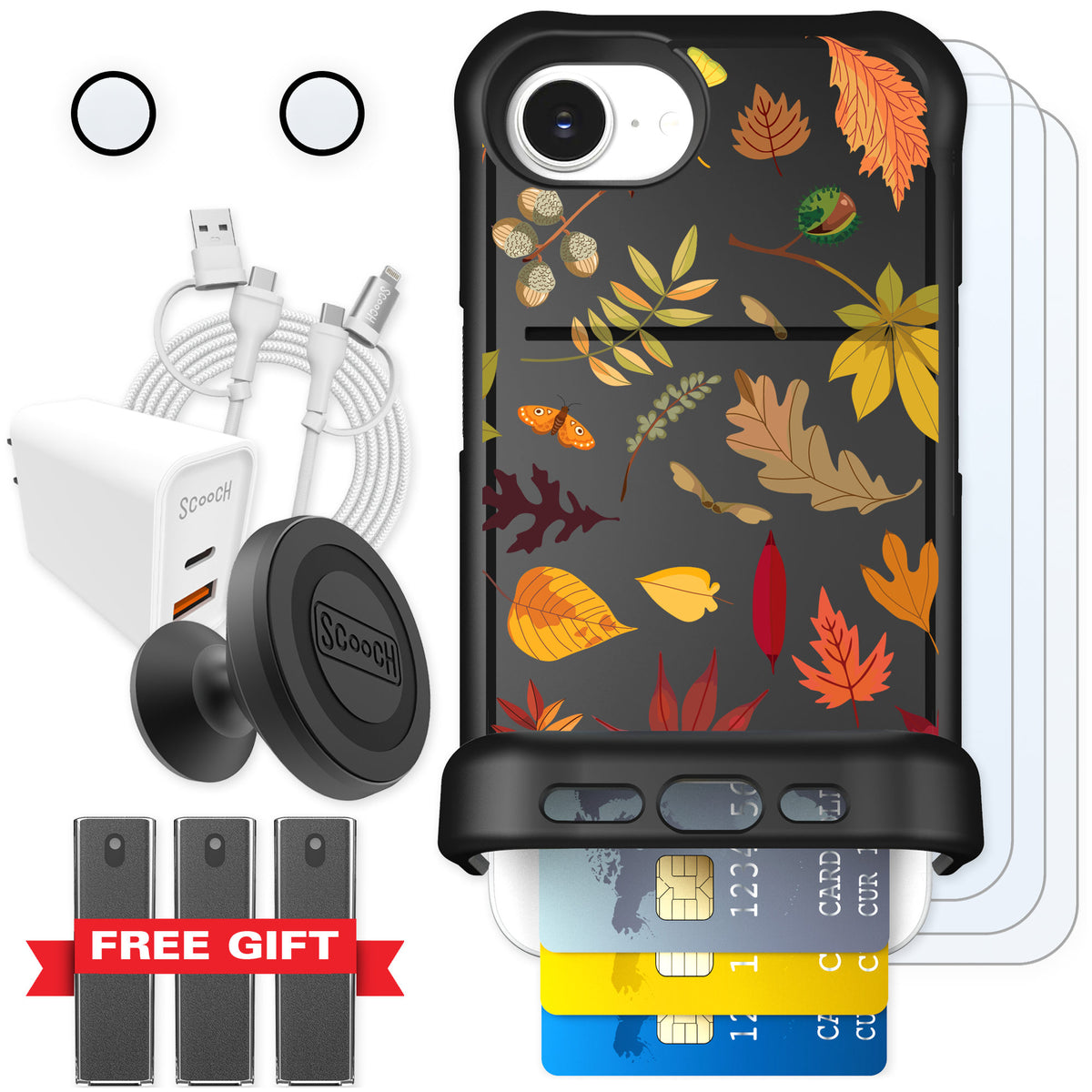 Scooch Wingmate Autumn Leaves for iPhone 16e — Ultimate Bundle