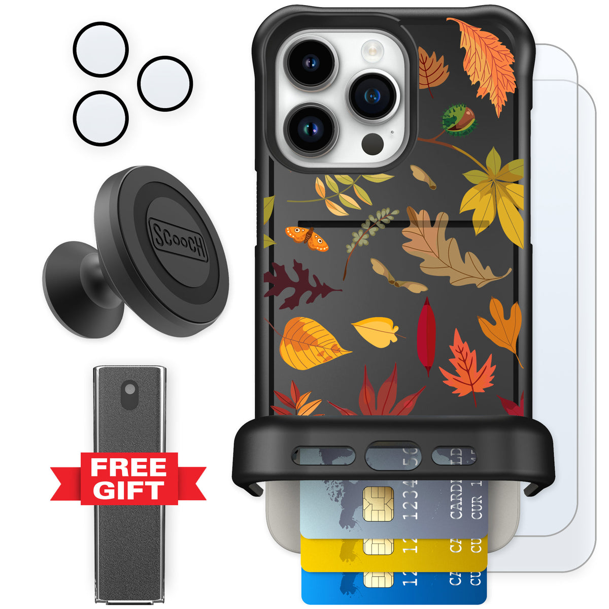 Scooch Wingmate Autumn Leaves for iPhone 15 Pro Max — Defender Bundle