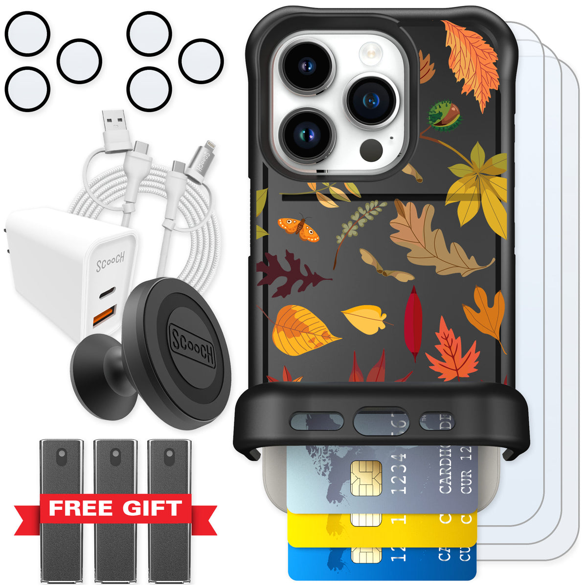 Scooch Wingmate Autumn Leaves for iPhone 15 Pro — Ultimate Bundle