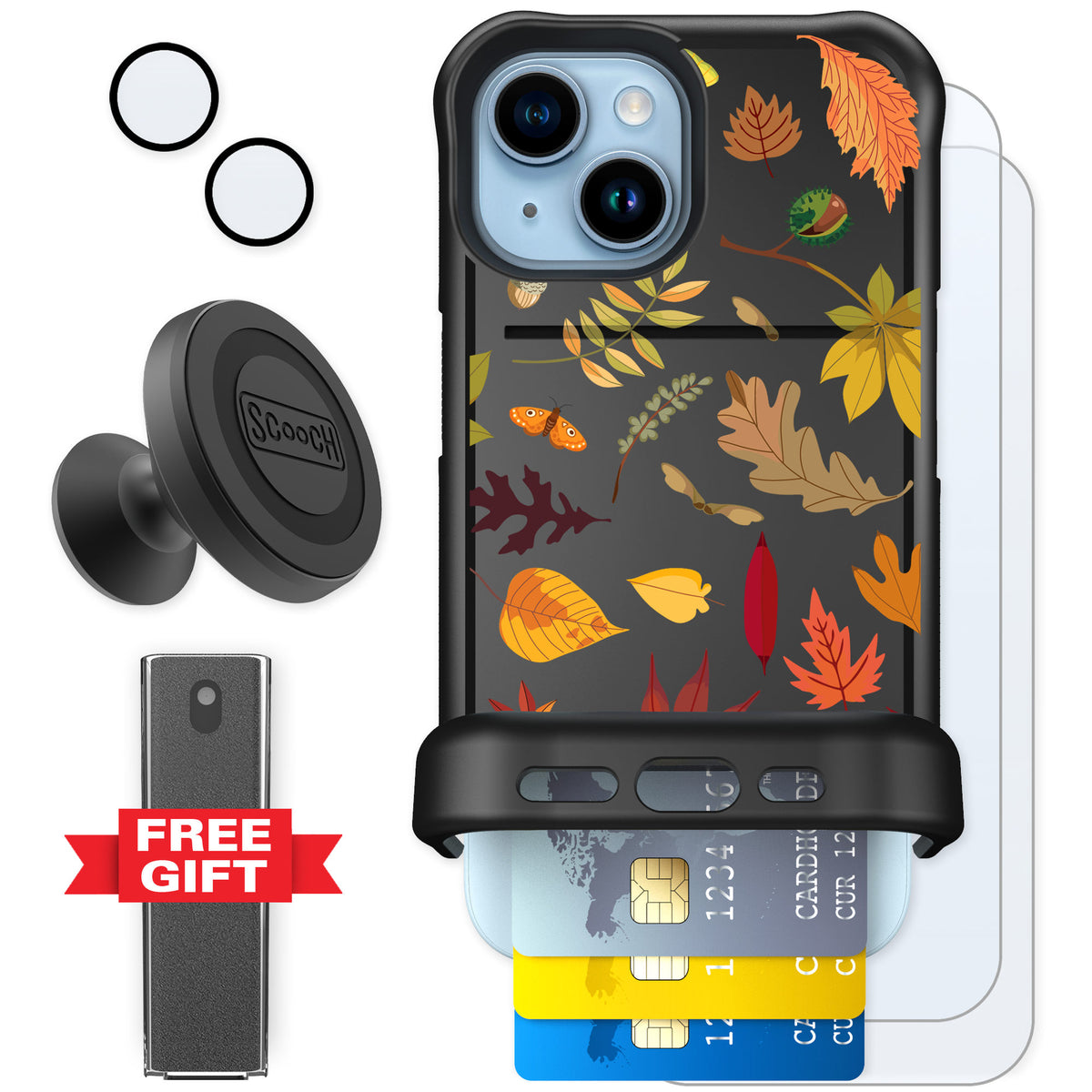 Scooch Wingmate Autumn Leaves for iPhone 15 — Defender Bundle