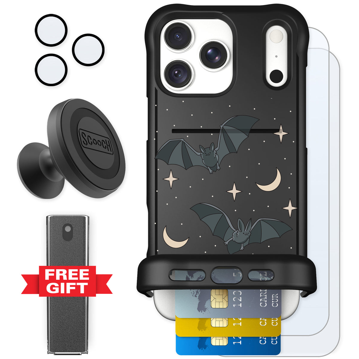 Scooch Wingmate Batty Skies for iPhone 18 Pro Max — Defender Bundle