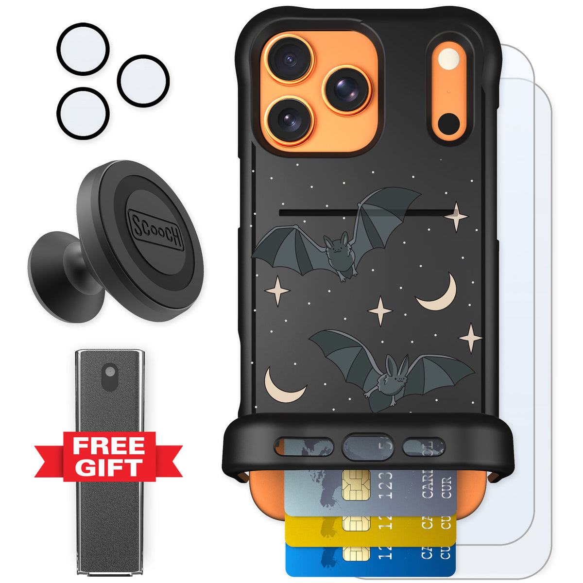Scooch Wingmate Batty Skies for iPhone 17 Pro Max — Defender Bundle