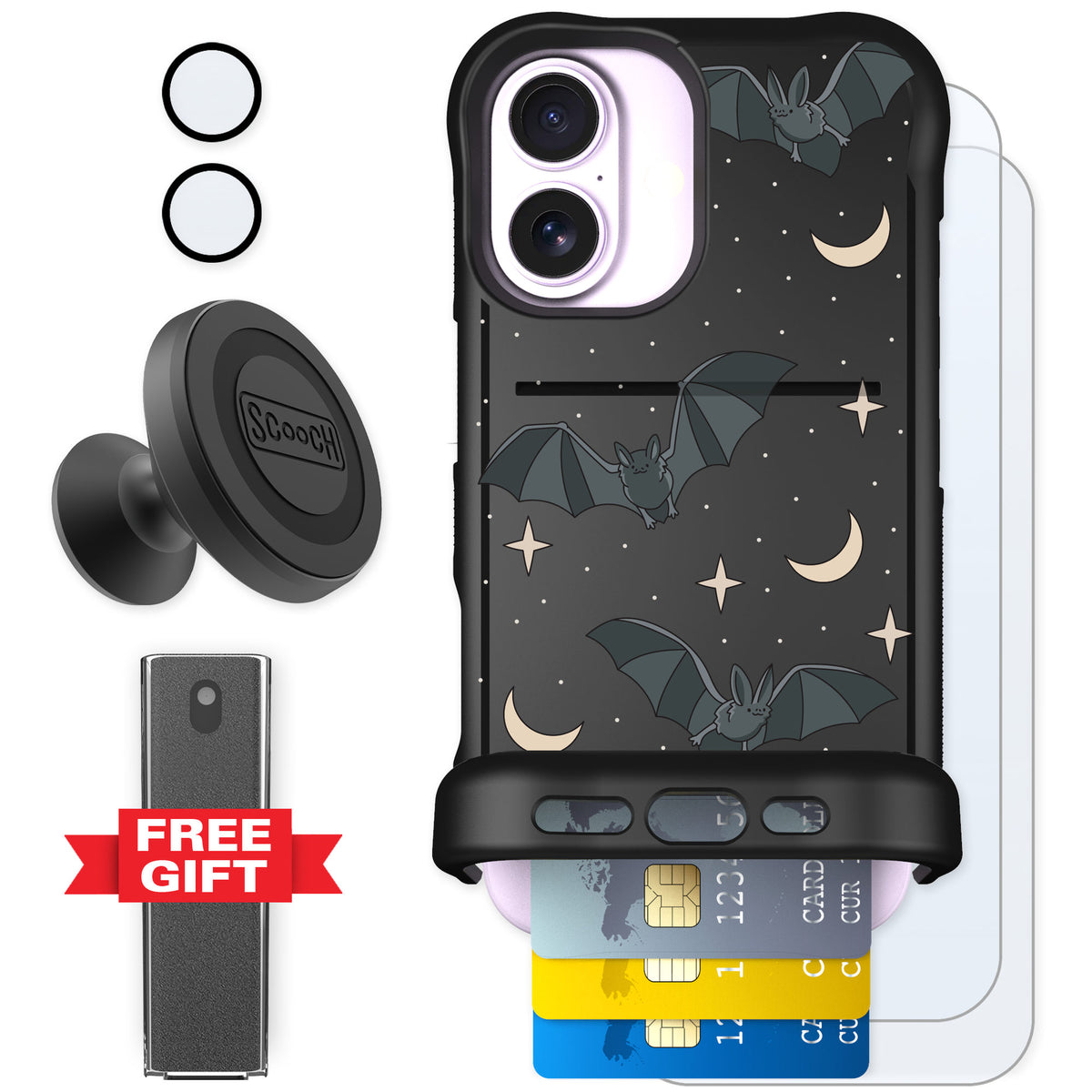 Scooch Wingmate Batty Skies for iPhone 17 — Defender Bundle