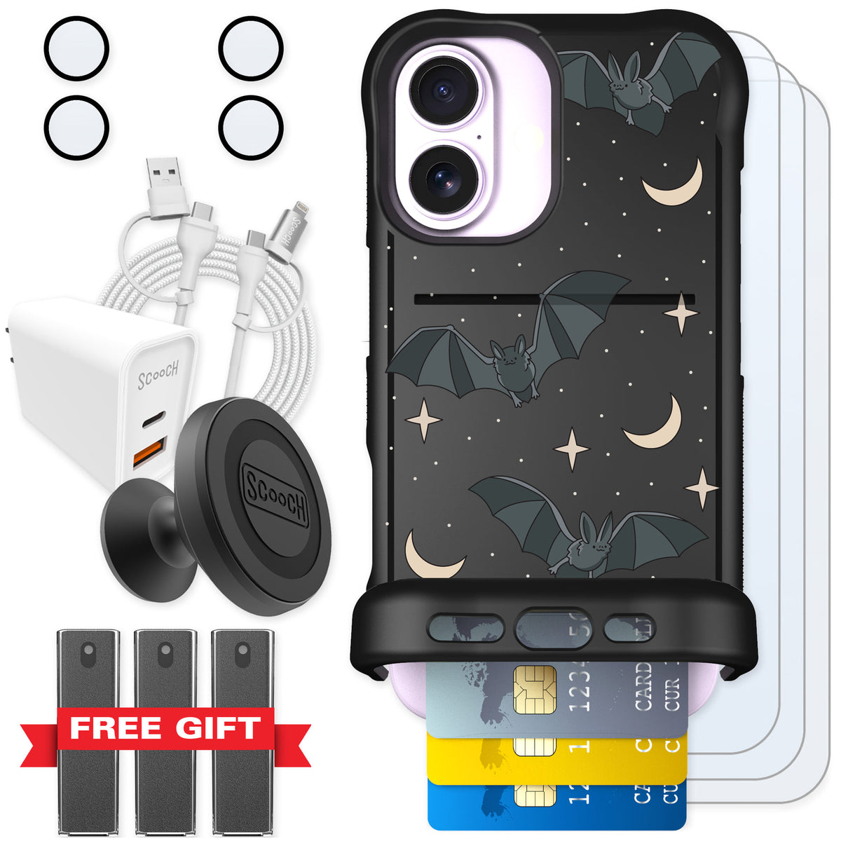 Scooch Wingmate Batty Skies for iPhone 17 — Ultimate Bundle