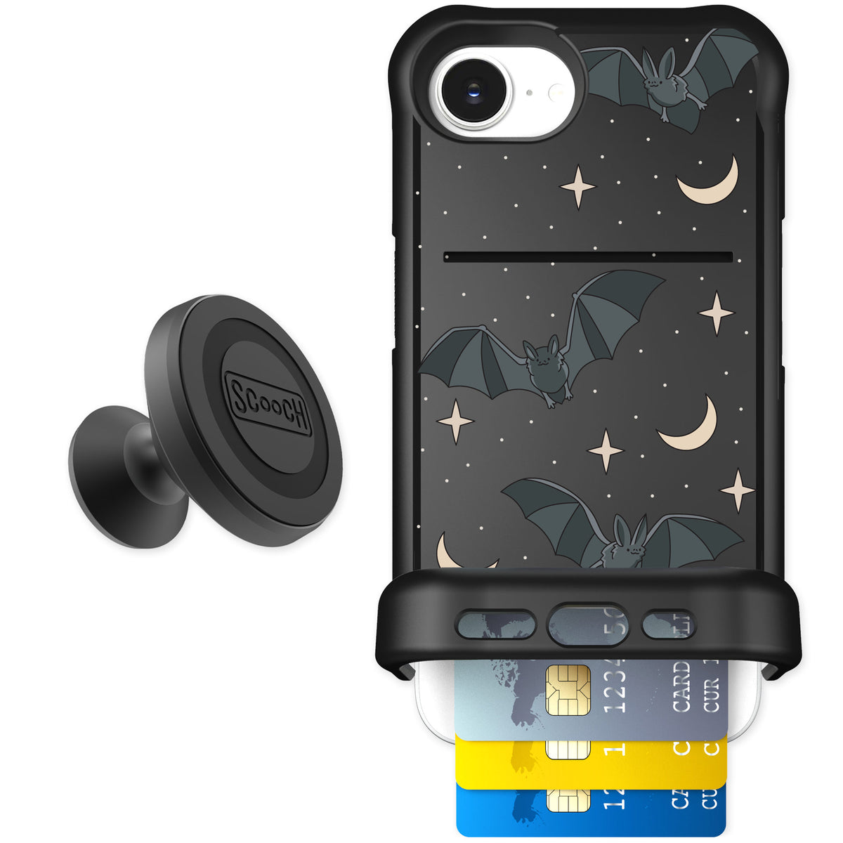 Scooch Wingmate Batty Skies for iPhone 17e — Starter Bundle