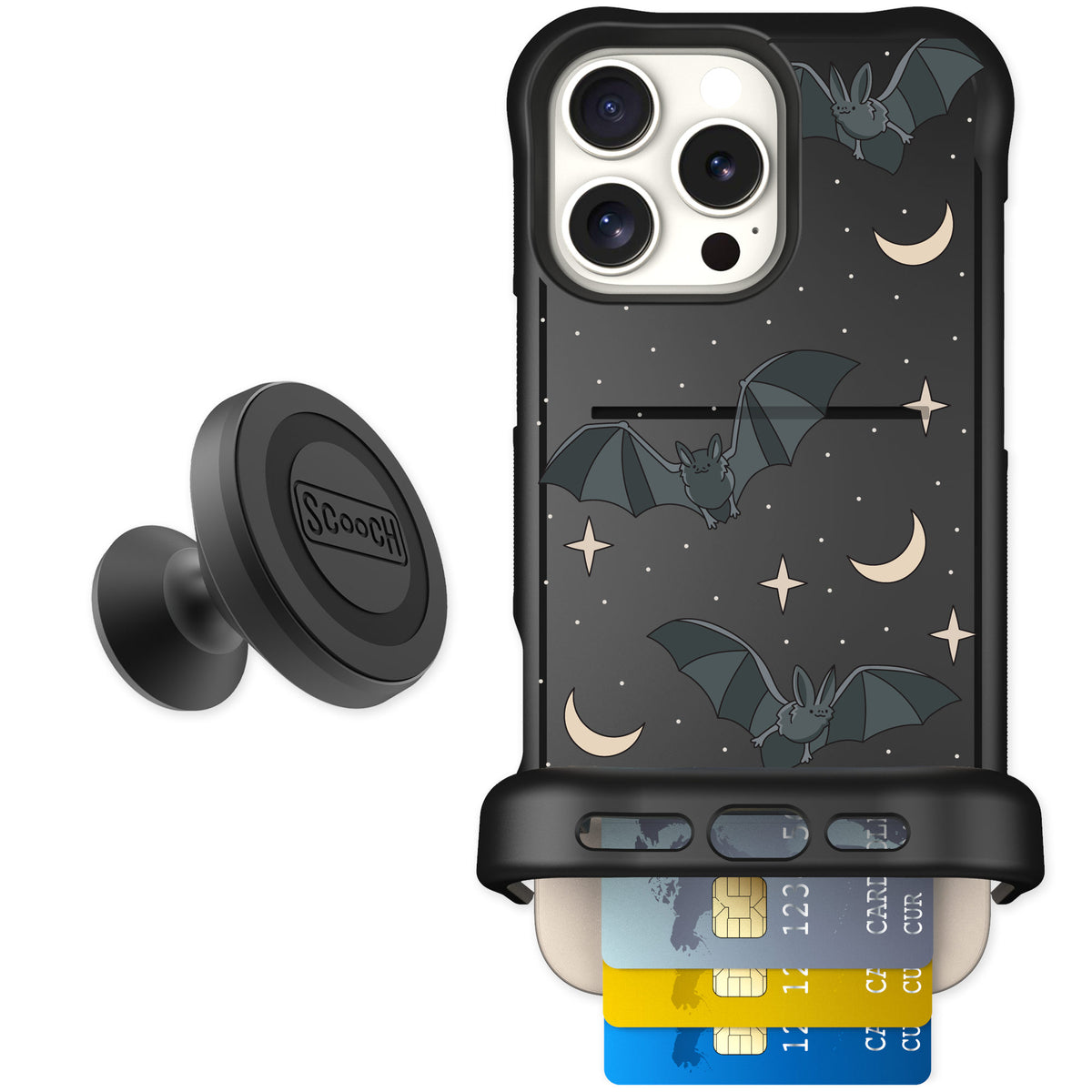 Scooch Wingmate Batty Skies for iPhone 16 Pro Max — Starter Bundle