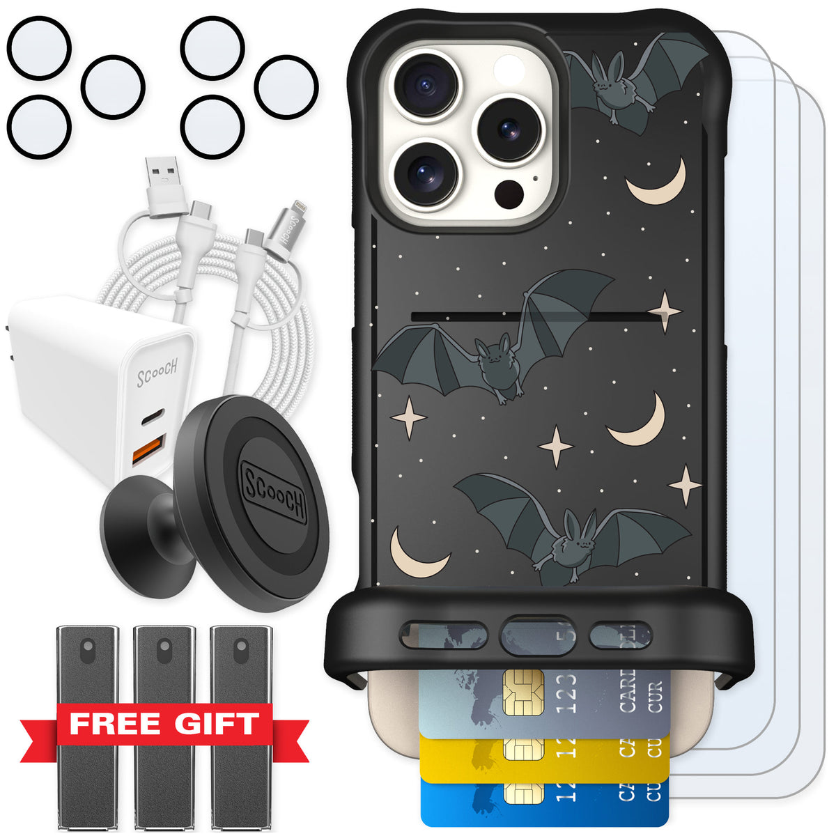 Scooch Wingmate Batty Skies for iPhone 16 Pro Max — Ultimate Bundle